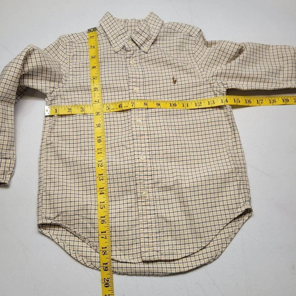 Ralph Lauren Boys Yellow Plaid Button-Down Shirt  Classic Long Sleeve